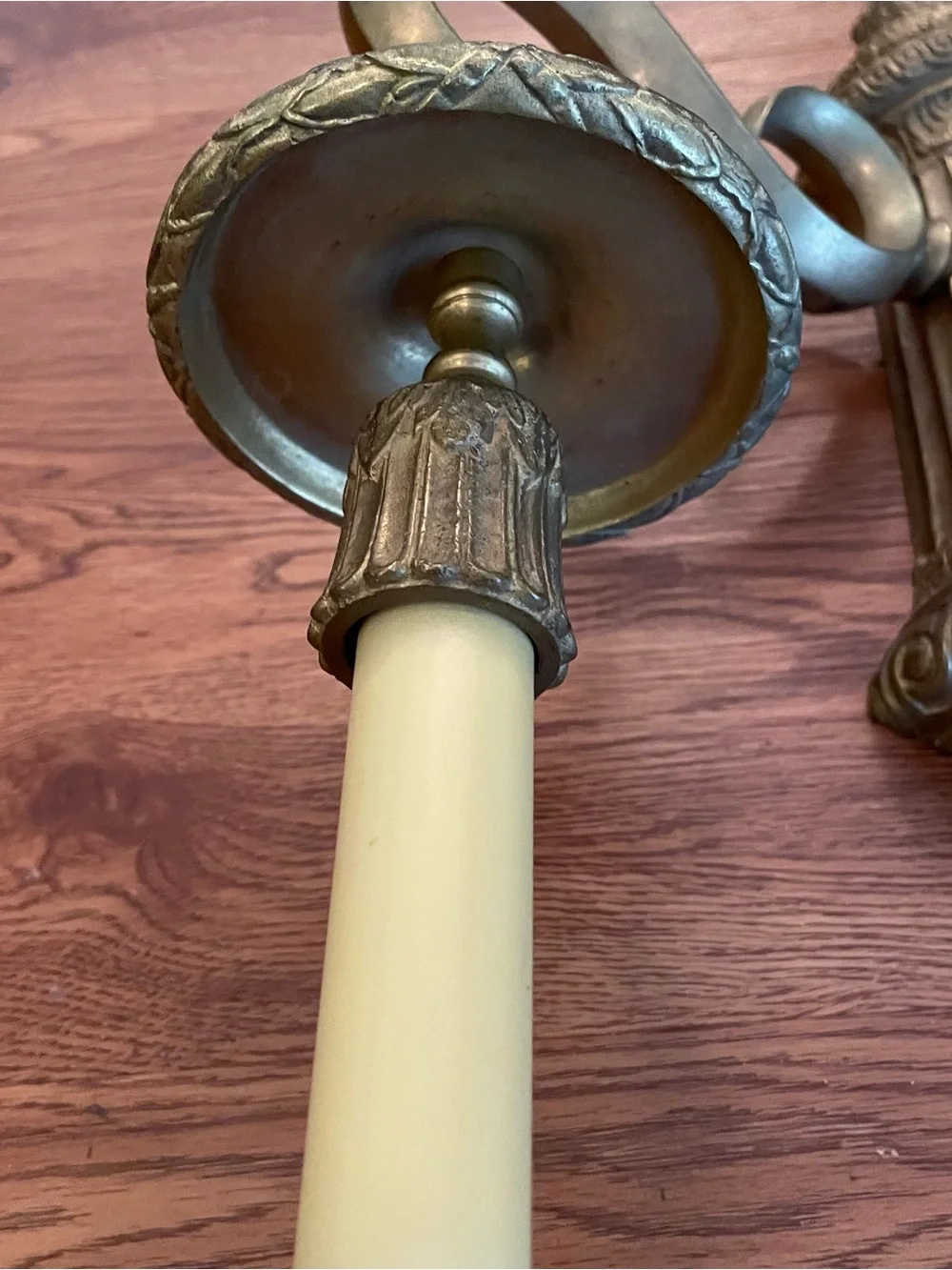 Antique E F Caldwell Large‎ Bronze 2 Light Sconce Gilt Patina